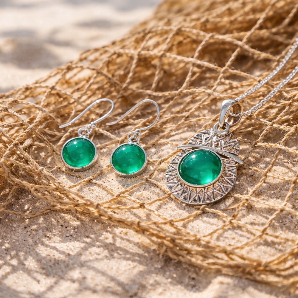 Green Onyx Necklace & Earring SET!